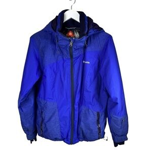 Columbia Omni Heat Jacket Women’s SZ M Blue Pocket Hooded Winter Ski Coat *READ*